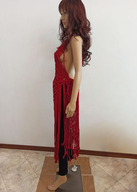 Macrame Dress in Bordo - Dresses